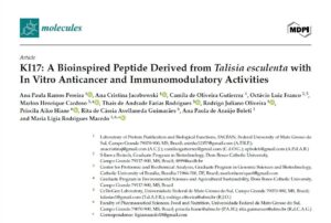 Primeira página do artigo científico sobre as atividades anticâncer e imunomoduladora do peptídeo bioinspirado KI17, publicado na revista Molecules.